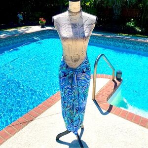 J. Valdi vibrant blue leaf pareo skirt coverup